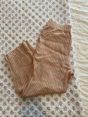 Madewell Striped 100% linen Pants in Tan size 0